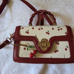 Cherry Print Red and Cream Women's Bag